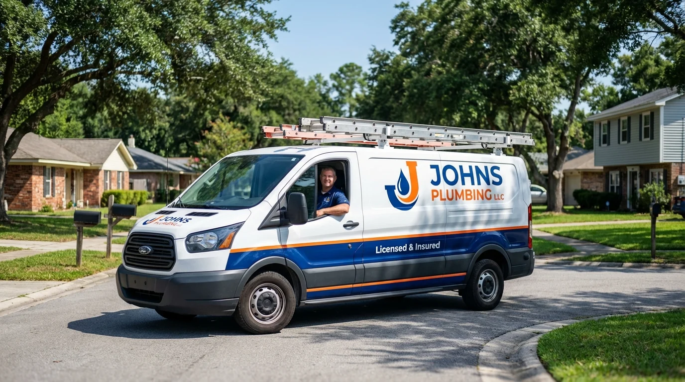 Johns Plumbing LLC service van in Irwinton, GA
