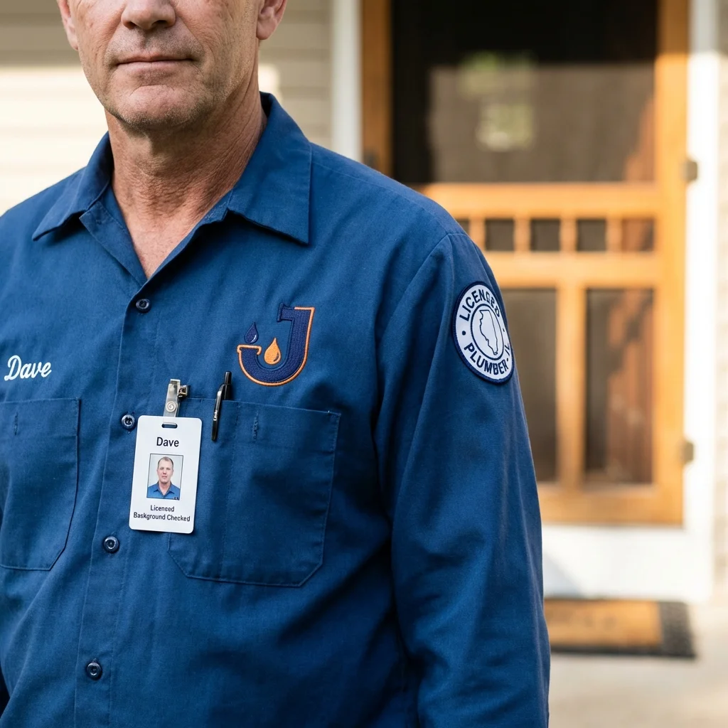 Licensed plumber showing ID badge in Irwinton, GA