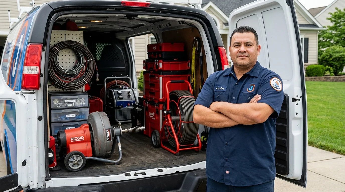 Professional drain cleaning equipment and Johns Plumbing LLC plumber in Irwinton
