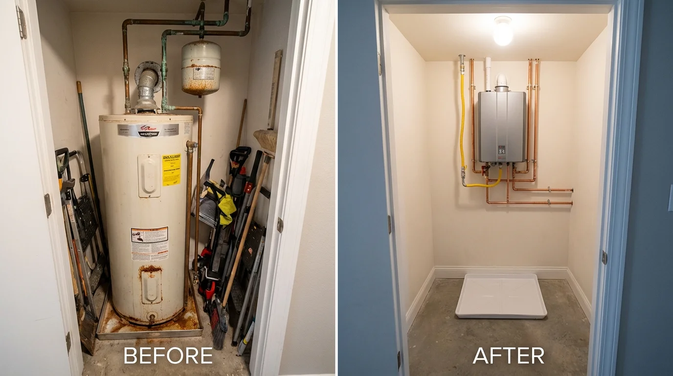 Tank water heater versus wall-mounted tankless unit comparison for Irwinton, GA homeowners