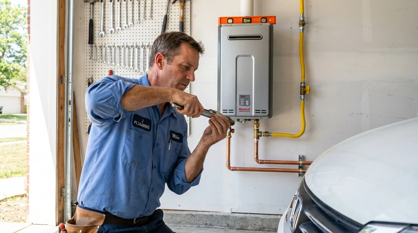 Tankless water heater installation by a Johns Plumbing LLC plumber in Irwinton